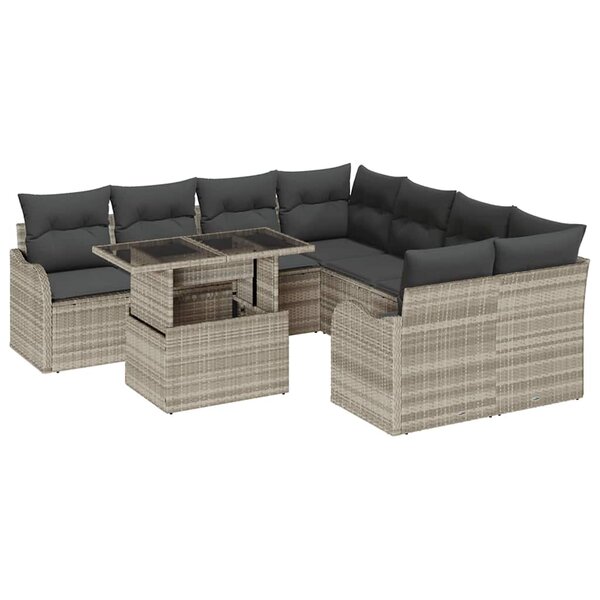 vidaXL Ensemble de canapé de jardin 9 Pièces Gris clair 100 x 55 x 73 cm