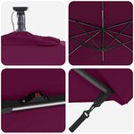 vidaXL Parasol banane à mât déporté Rouge bordeaux 249 x 249 x 250 cm