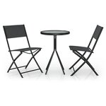 Ensemble de bistro jardin meuble extérieur terrasse 3 pièces acier noir 02_0013498