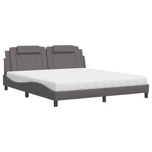vidaXL Lit Viana avec matelas gris 180x200 cm similicuir