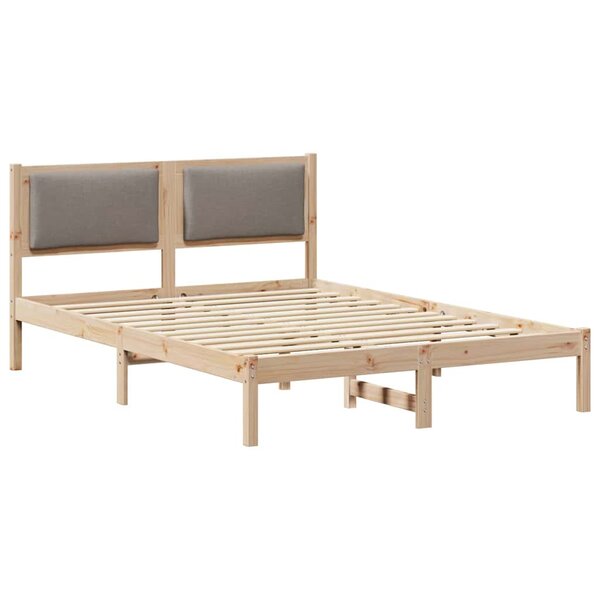 vidaXL Cadre de lit avec tête de lit Taupe 140 x 200 cm Pin massif