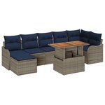 vidaXL Ensemble de canapé de jardin 8 Pièces gris et bleu marine