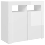 vidaXL Buffet avec lumières LED blanc brillant 80x35x75 cm