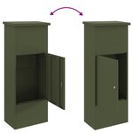 vidaXL Boîte de dépôt de colis Vert olive 44.5 x 29 x 110.5 cm Acier