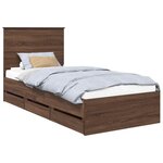 vidaXL Cadre de lit avec tiroir Chêne brun 90 x 190 cm Bois Ingénierie