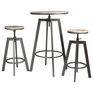Ensemble table mange debout avec 2 tabourets aria