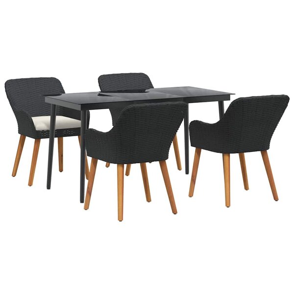 vidaXL Ensemble de salle à manger de jardin 5 pièces en poly rotin noir