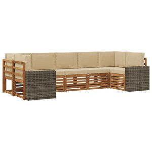 vidaXL Ensemble de canapés d'extérieur 7 pc Naturel et Beige Polyester