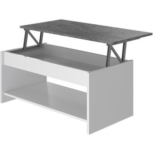 HAPPY Table Basse relevable - Blanc et gris - L 100 cm