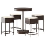 vidaXL Ensemble de bar de jardin avec coussins 5 Pièces marron poly rotin