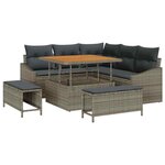 vidaXL Ensemble de canapé de jardin avec coussin 8 Pièces Gris Poly rotin