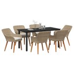 vidaXL Ensemble de salle à manger pour jardin 7 Pièces Beige polyrotin