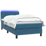 vidaXL Sommier à lattes de lit et matelas et LED bleu foncé 90x210 cm velours