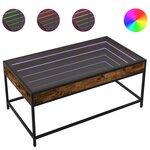vidaXL Table basse avec LED infini chêne fumé 90x50x41 cm