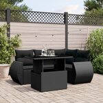 vidaXL Salon de jardin 5 Pièces avec coussins noir résine tressée