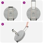 vidaXL Base de parasol ronde sur roulettes en granit gris de 29 kg avec poignée.