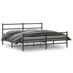 vidaXL Cadre de lit métal avec tête de lit/pied de lit noir 180x200 cm