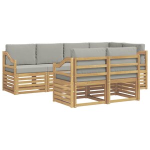 vidaXL Ensemble de canapés d'extérieur 7 Pièces Blanc et gris clair