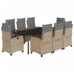 vidaXL Ensemble à manger de jardin et coussins 9 Pièces mélange beige