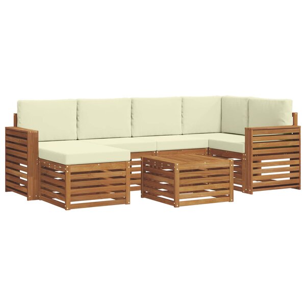 vidaXL Ensemble de canapé d'angle avec coussin 7 Pièces Naturel et Crème