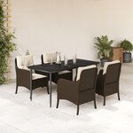 vidaXL Ensemble à manger de jardin 5 Pièces et coussins marron poly rotin