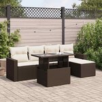 vidaXL Salon de jardin avec coussins 6 Pièces marron résine tressée