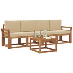 vidaXL Ensemble de canapés d'extérieur 5 pc Naturel et Beige