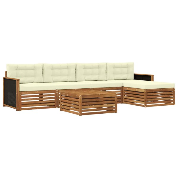 vidaXL Ensemble de canapés d'extérieur 6 pc Naturel et Crème Polyester