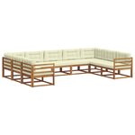 vidaXL Ensemble de canapés d'extérieur 9 pc Naturel et Crème