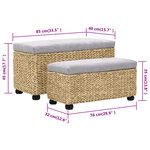 vidaXL Ensemble de banc lot de 2 Jacinthe d'eau Gris