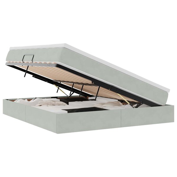 vidaXL Lit avec rangement et matelas Gris clair 180 x 200 cm Velours