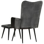vidaXL Fauteuil avec repose-pieds Noir Cuir véritable et toile