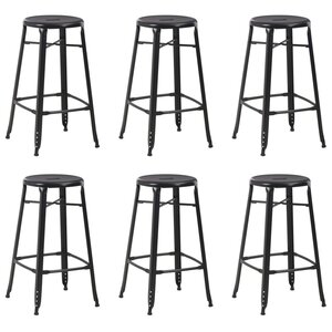 vidaXL Tabourets de bar lot de 6 noir acier