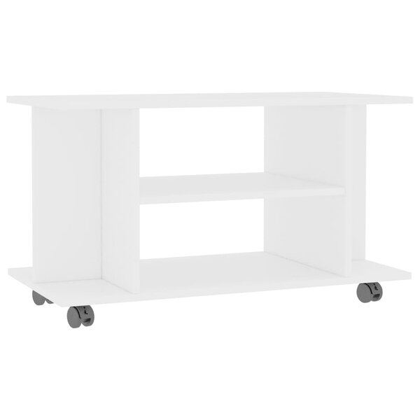 vidaXL Meuble TV avec roulettes blanc 80x40x45 cm bois d'ingénierie