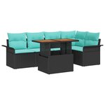 vidaXL Ensemble de canapé de jardin avec coussin 6 Pièces Noir et bleu