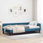vidaXL Cadre de lit d'angle Bleu 90 x 200 cm Velours et bois stratifié