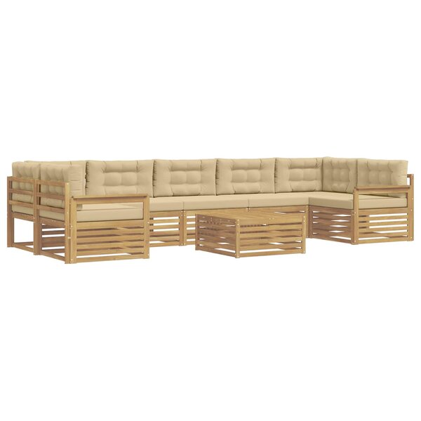vidaXL Ensemble de canapés d'extérieur 8 pc Blanc et Beige