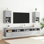 vidaXL Meubles TV avec lumières LED 2 Pièces gris béton 30 5x30x60 cm