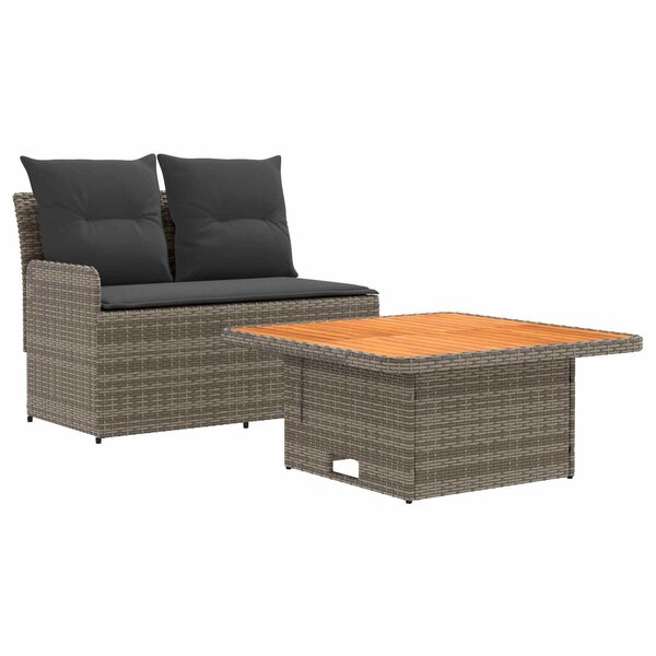 vidaXL Canapé de jardin avec accoudoirs et table relevable 2 Pièce