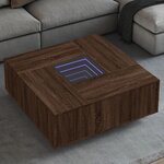vidaXL Table basse avec LED infini chêne marron 100x100x40 cm