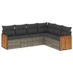 vidaXL Salon de jardin 6 Pièces avec coussins gris résine tressée
