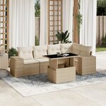 vidaXL Salon de jardin avec coussins 6 Pièces beige résine tressée
