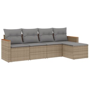 vidaXL Salon de jardin avec coussins 5Pièces mélange beige résine tressée