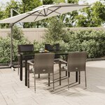 vidaXL Ensemble à manger de jardin coussins 5 Pièces noir et gris