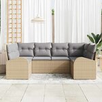 vidaXL Ensemble de canapé de jardin 6 Pièces Beige et Gris clair