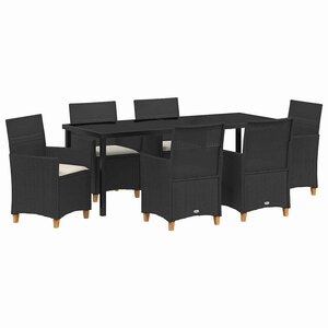 vidaXL Ensemble de salle à manger pour jardin 7 Pièces Noir polyrotin