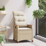 vidaXL Chaise de jardin inclinable Beige et crème 64 x 57 5 x 112 cm