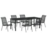 vidaXL Ensemble de salle à manger de jardin 7 pièces Textilène noir et acier