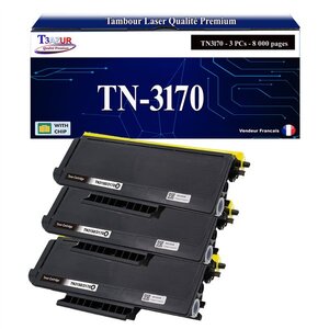 T3AZUR - 3x Toners compatibles  avec Brother TN3170 pour DCP8060 DCP8065DN HL5200 HL5240 HL5240L HL5250 HL5250DN HL5270 HL5270DN HL5280DW MFC8460N MFC8860DN MFC8870DW Noir