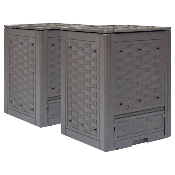 vidaXL Composteurs de jardin 2 Pièces 60x60x83 cm 600 L Plastique rotin
